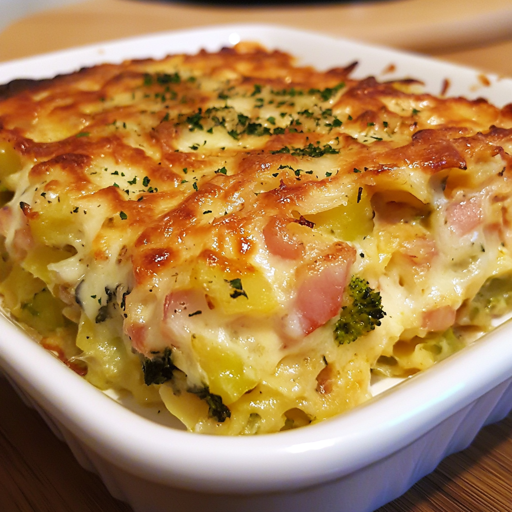 gratin courgettes, jambon et riz