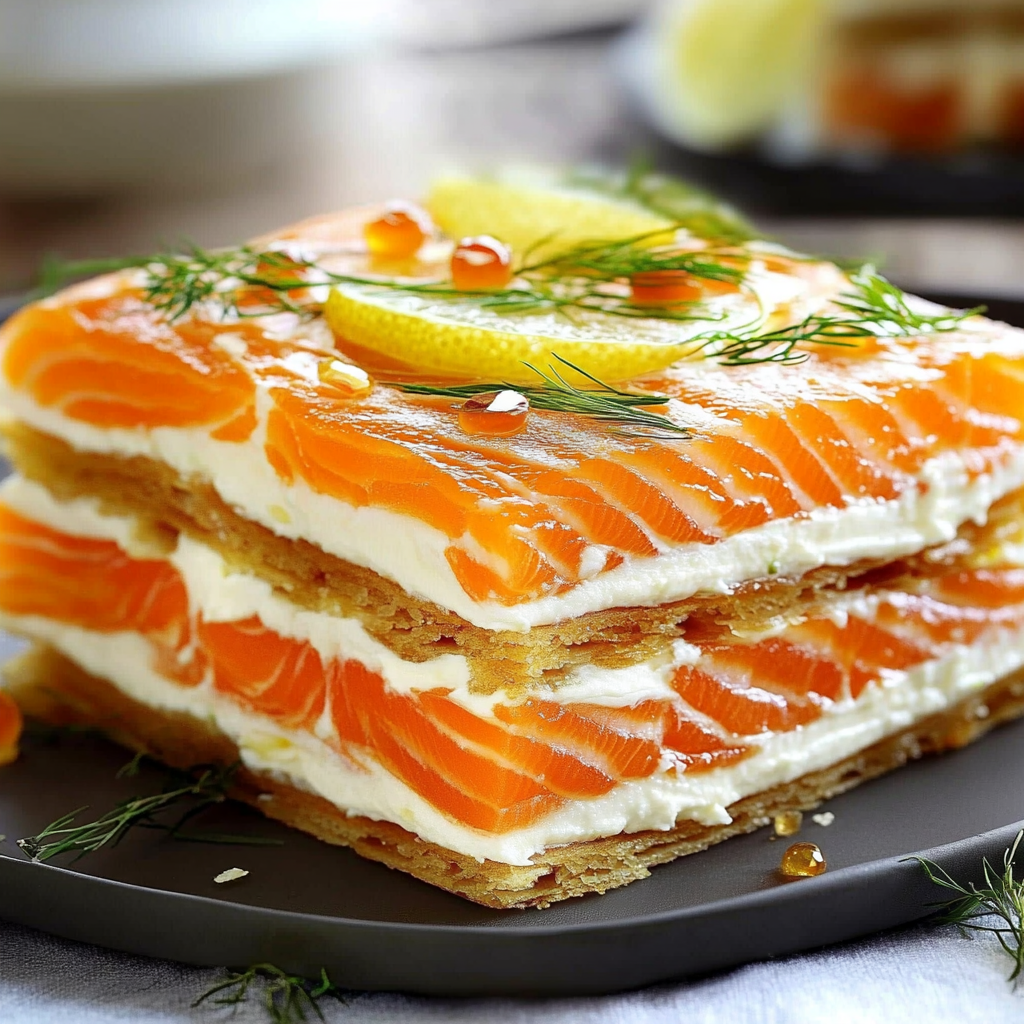 mille-feuilles de saumon fumé au mascarpone citronné