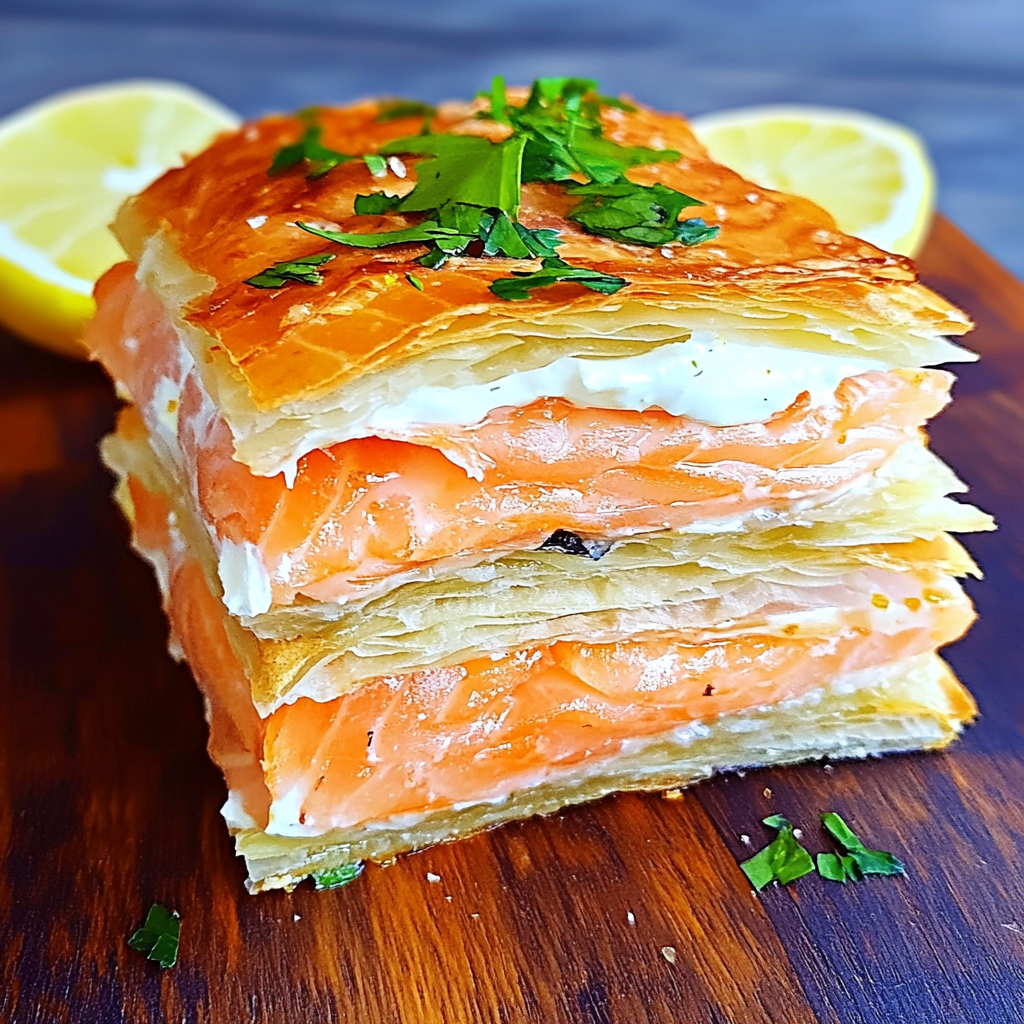 mille-feuilles de saumon fumé au mascarpone citronné