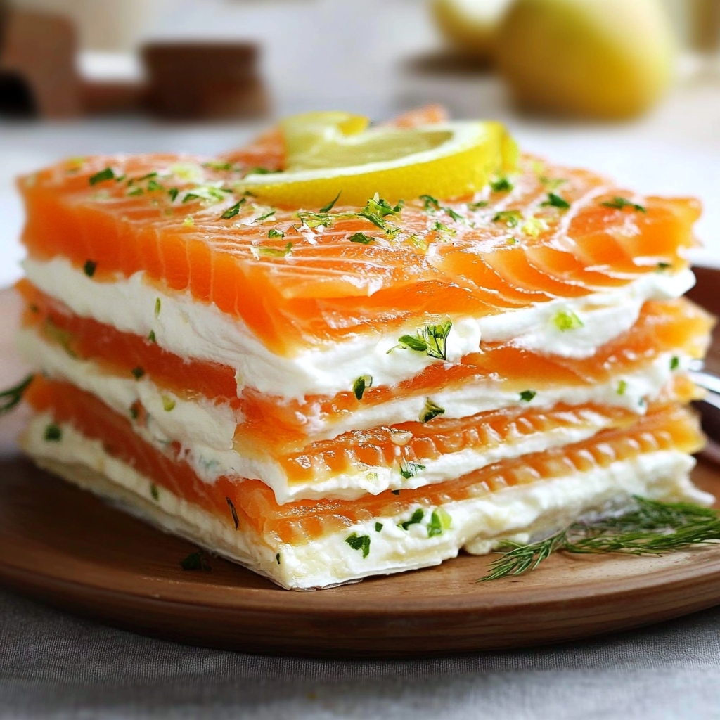 mille-feuilles de saumon fumé au mascarpone citronné