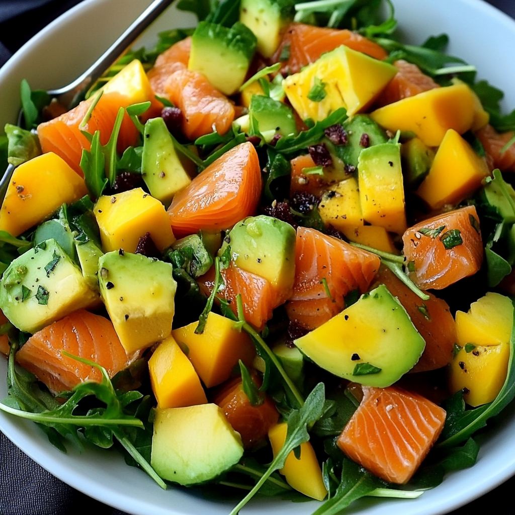 salade saumon fumé mangue avocat