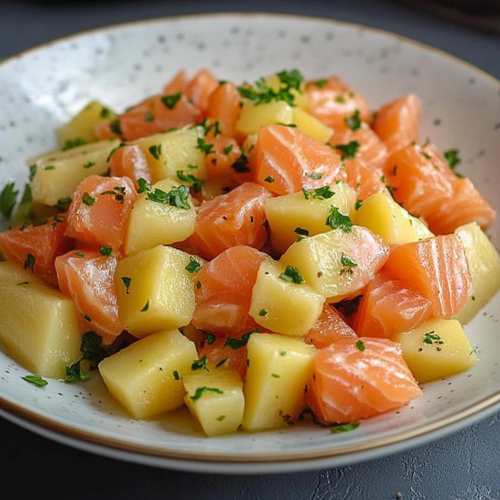 salade de pommes de terre et saumon