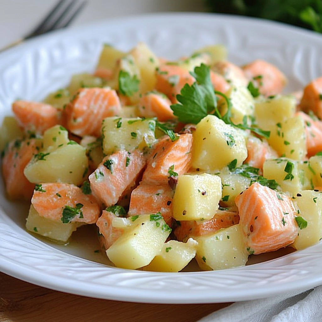 salade de pommes de terre et saumon