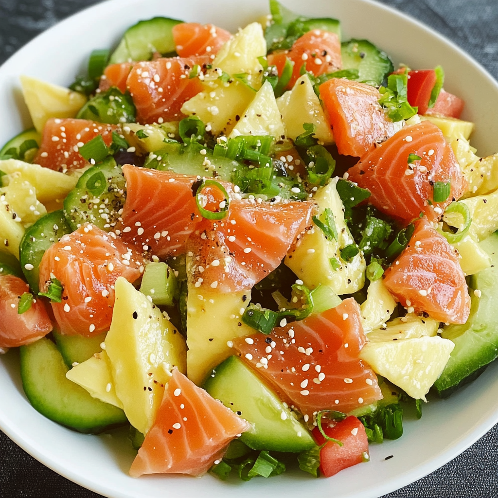 salade de pâtes à l'avocat et au saumon fumé