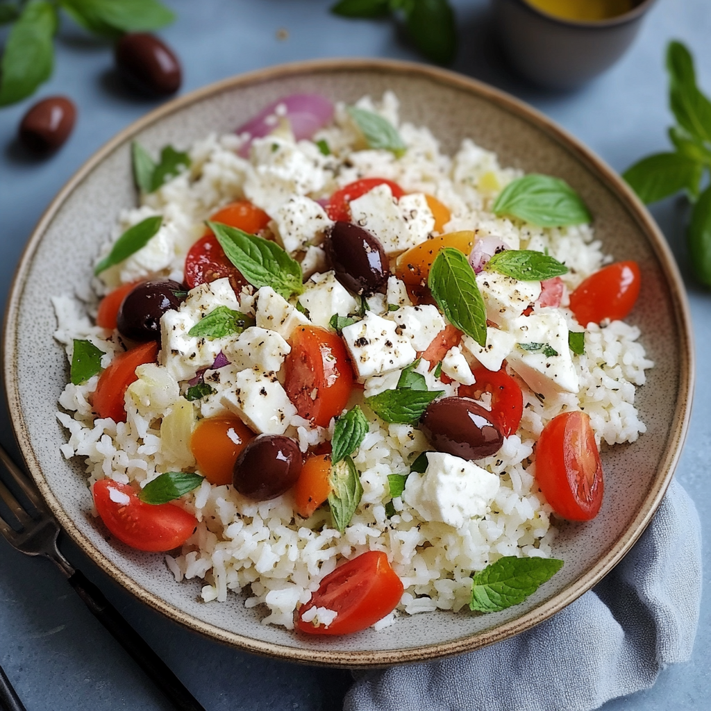 salade de riz à la feta et à la menthe