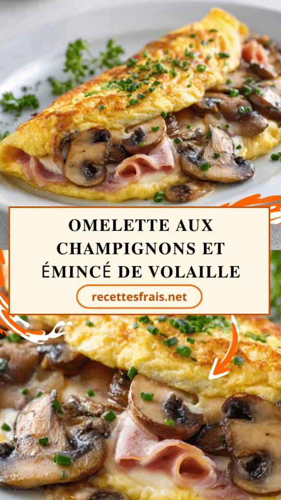 Omelette aux champignons et émincé de volaille