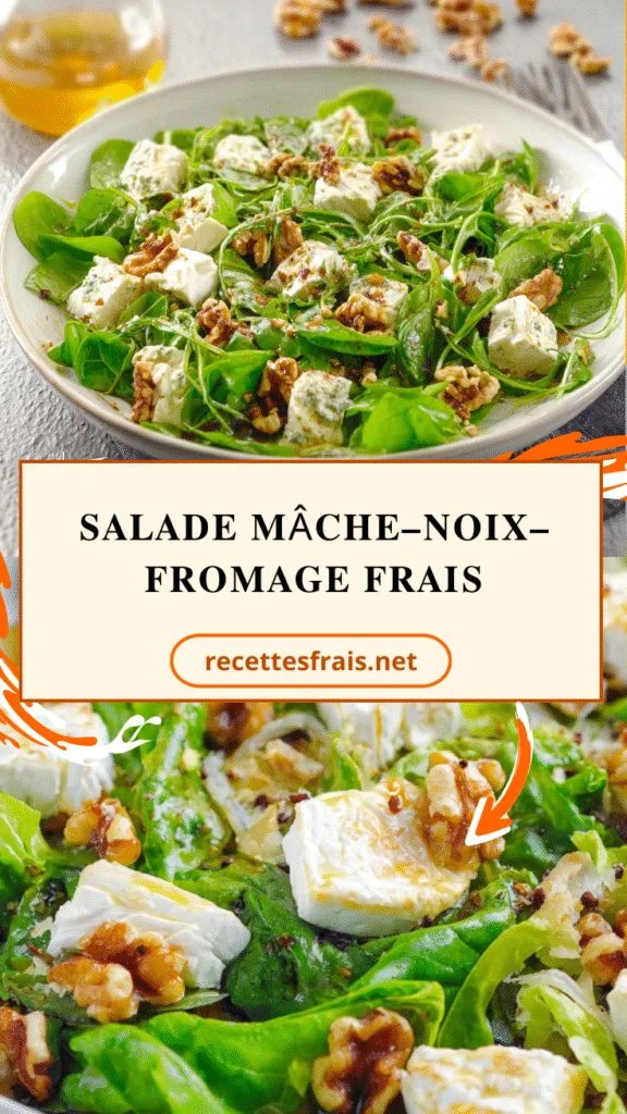 Salade mâche–noix–fromage frais