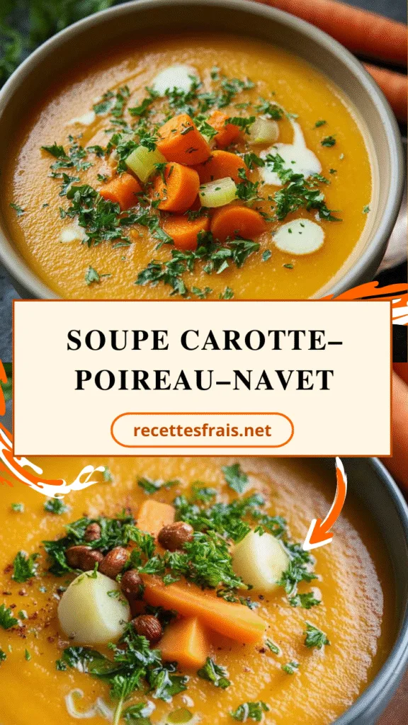 Soupe carotte–poireau–navet