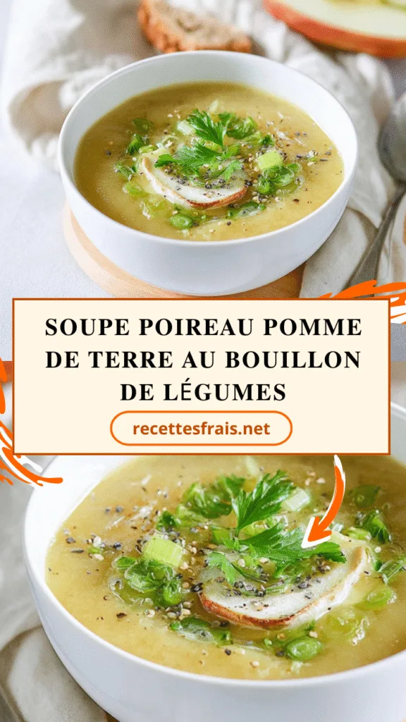 Soupe poireau pomme de terre au bouillon de légumes