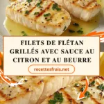 Filets de flétan grillés avec sauce au citron et au beurre