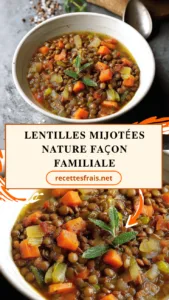 Lentilles mijotées nature façon familiale