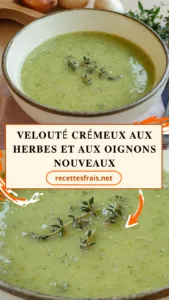 Velouté crémeux aux herbes et aux oignons nouveaux